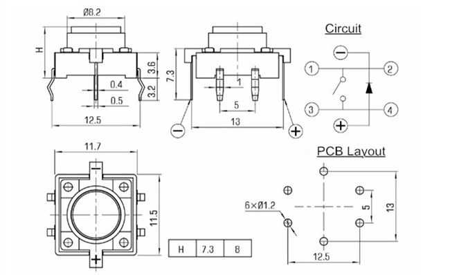 12x12带灯轻触开关