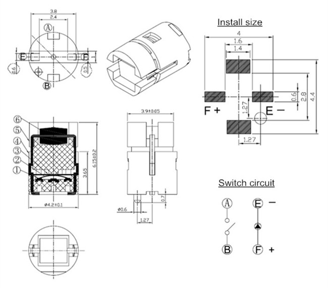 4x6带灯轻触开关