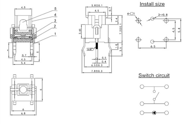 6.0x6.0带灯轻触开关
