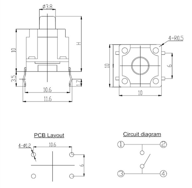 10x10轻触开关 10x10轻触开关