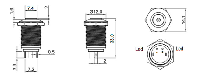 12mm金属按键开关 12mm金属按键开关